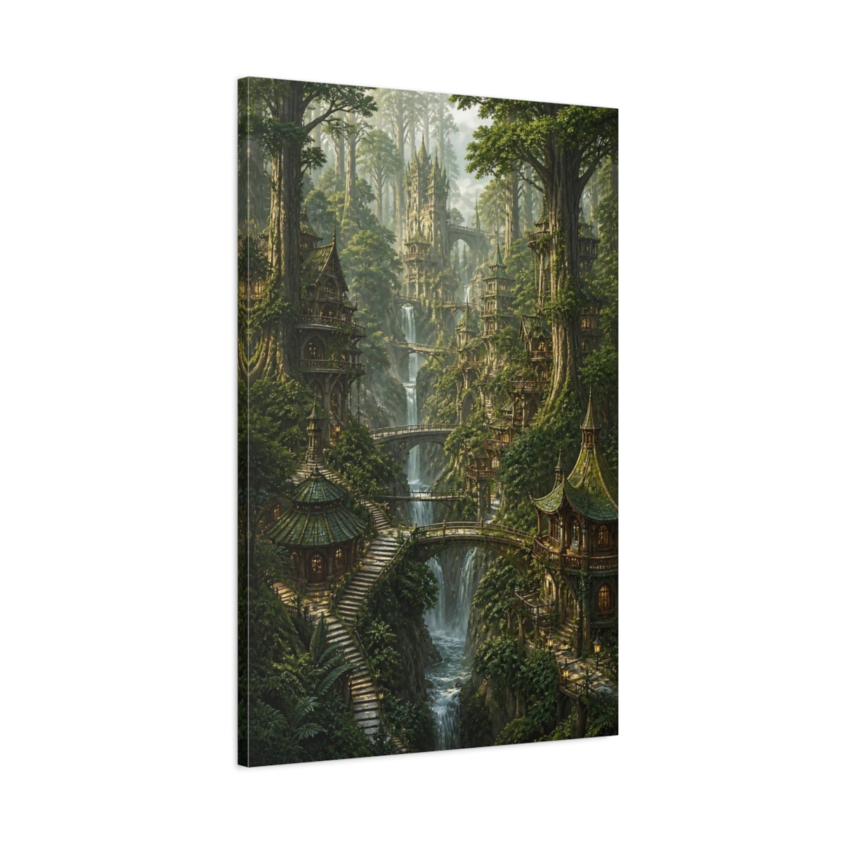 Main Mockup. Detailed Forest Treehouses shown as canvas print