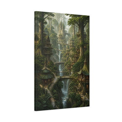 Main Mockup. Detailed Forest Treehouses shown as canvas print
