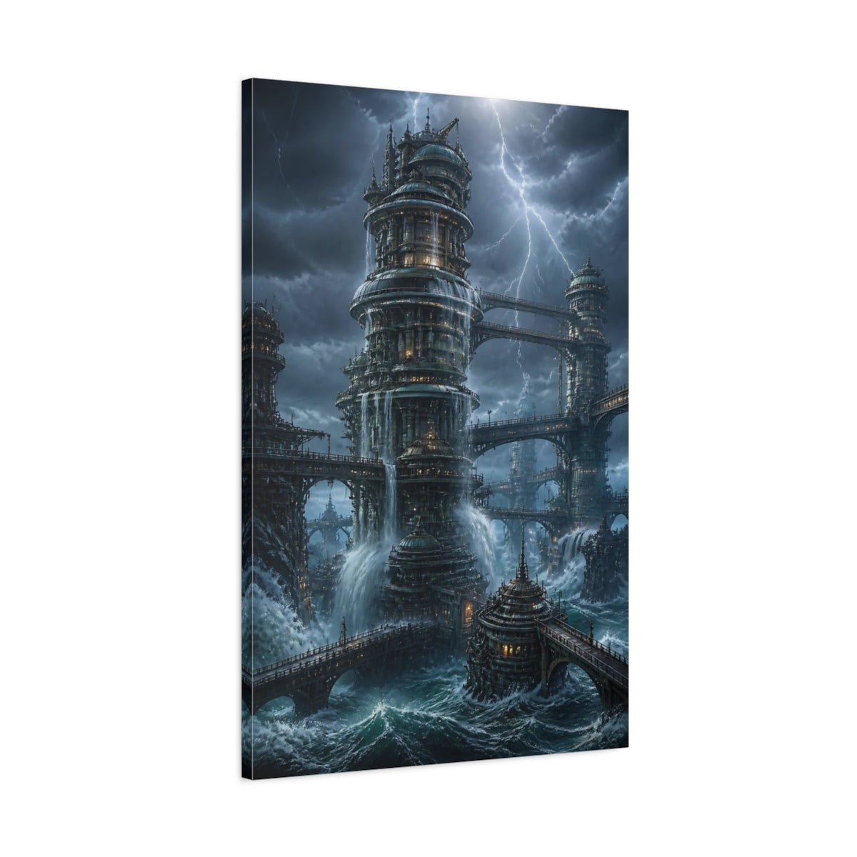 Main Mockup. Detailed Ocean Tower shown as canvas print