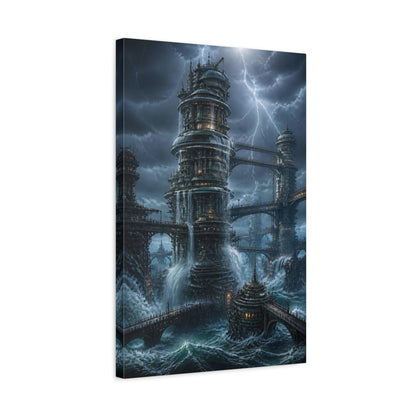 Side Mockup 3. Detailed Ocean Tower shown as canvas print