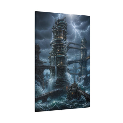Side Mockup 1. Detailed Ocean Tower shown as canvas print
