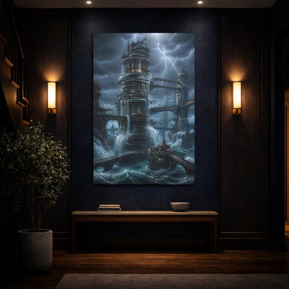 Mockup 4. Detailed Ocean Tower shown as canvas print