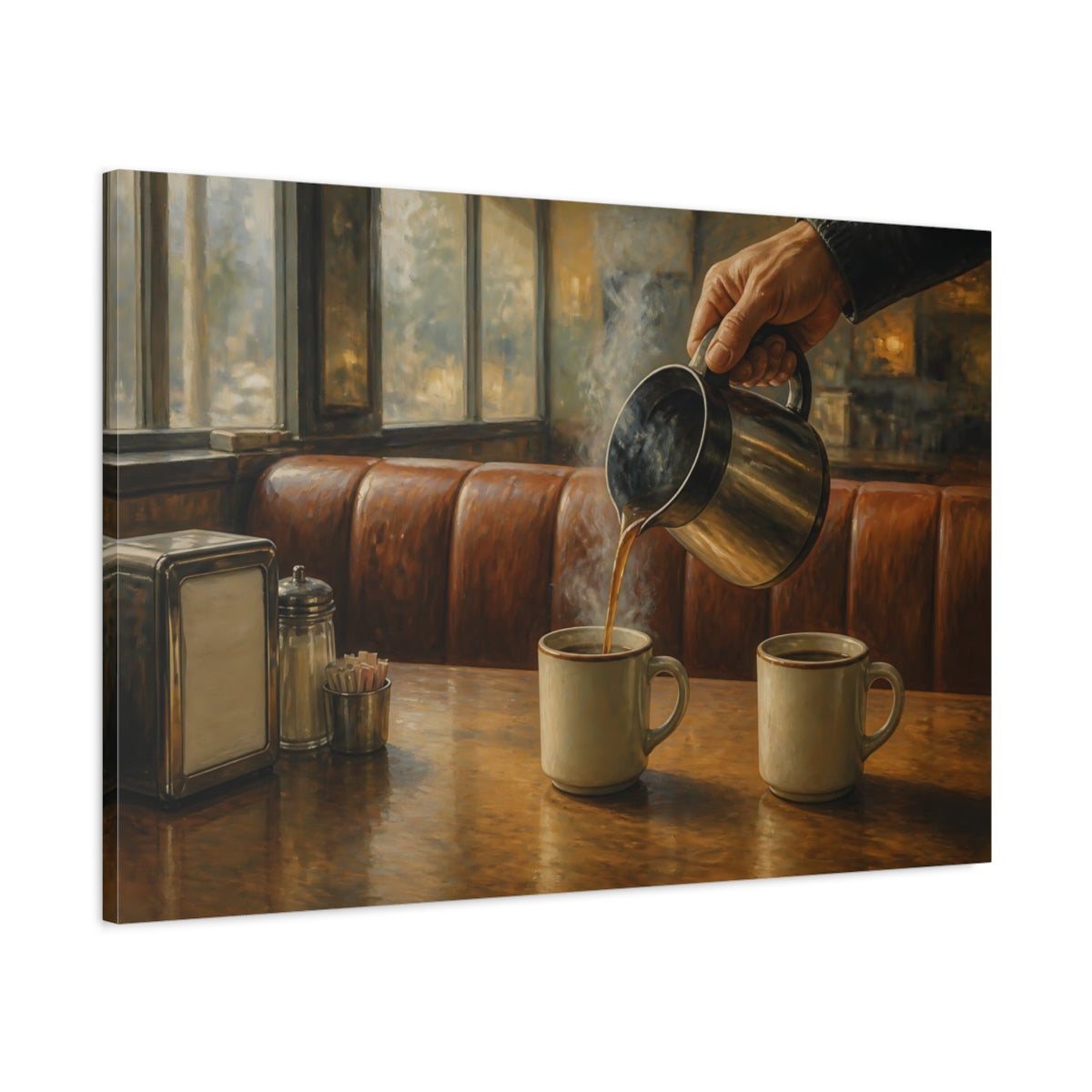 Main Mockup. Diner Coffee For Two shown as canvas print