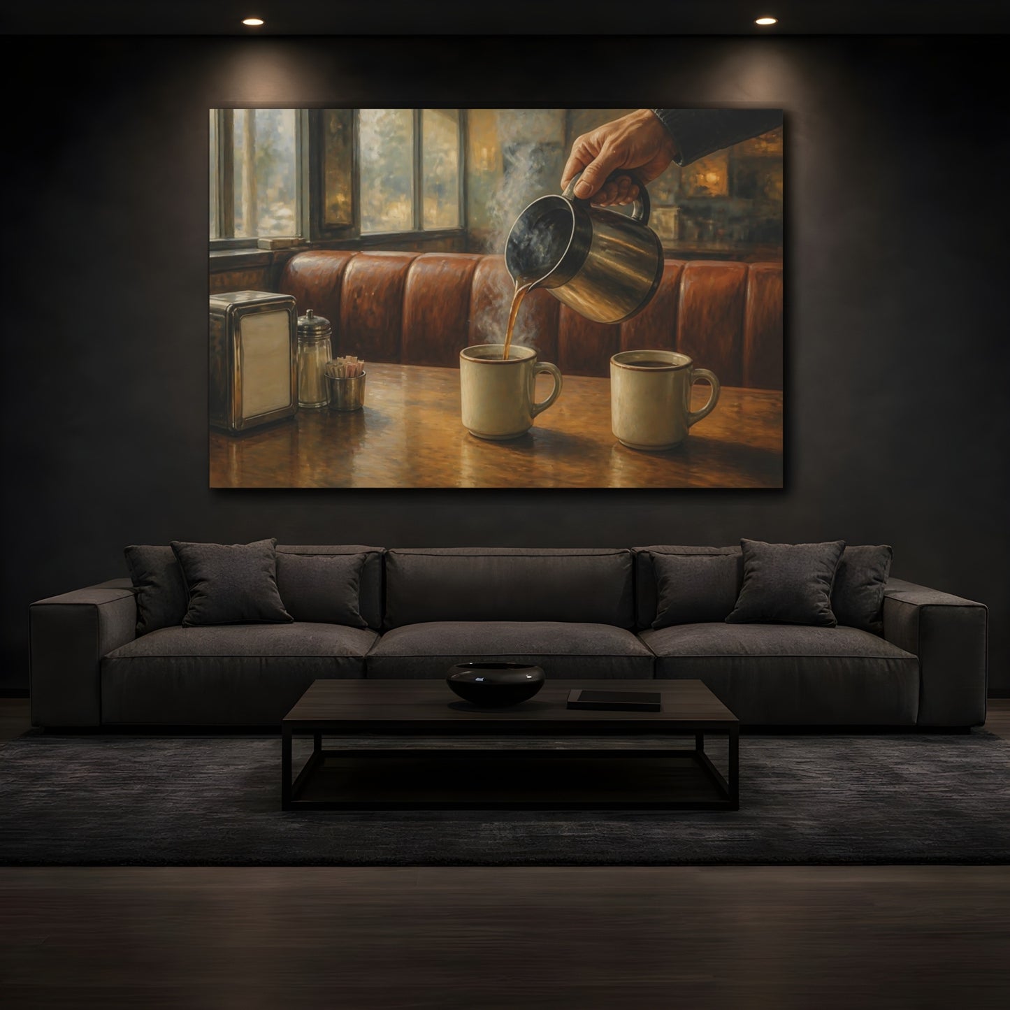 Mockup 3. Diner Coffee For Two shown as canvas print