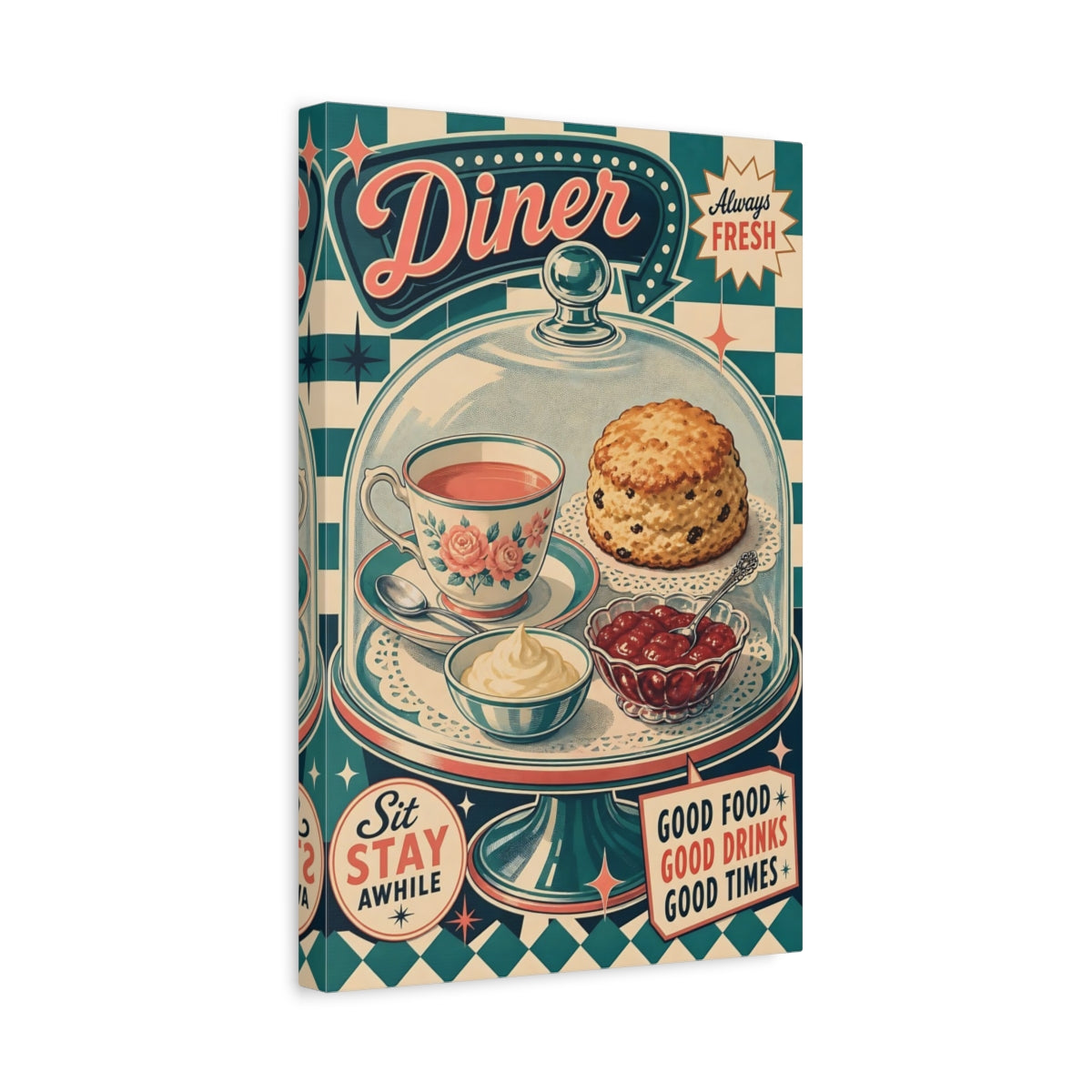 Side Mockup 4. Diner Tea Time shown as canvas print