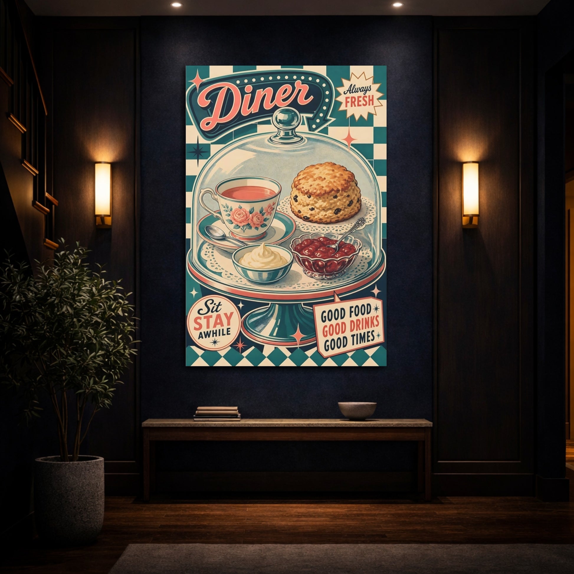 Mockup 4. Diner Tea Time shown as canvas print