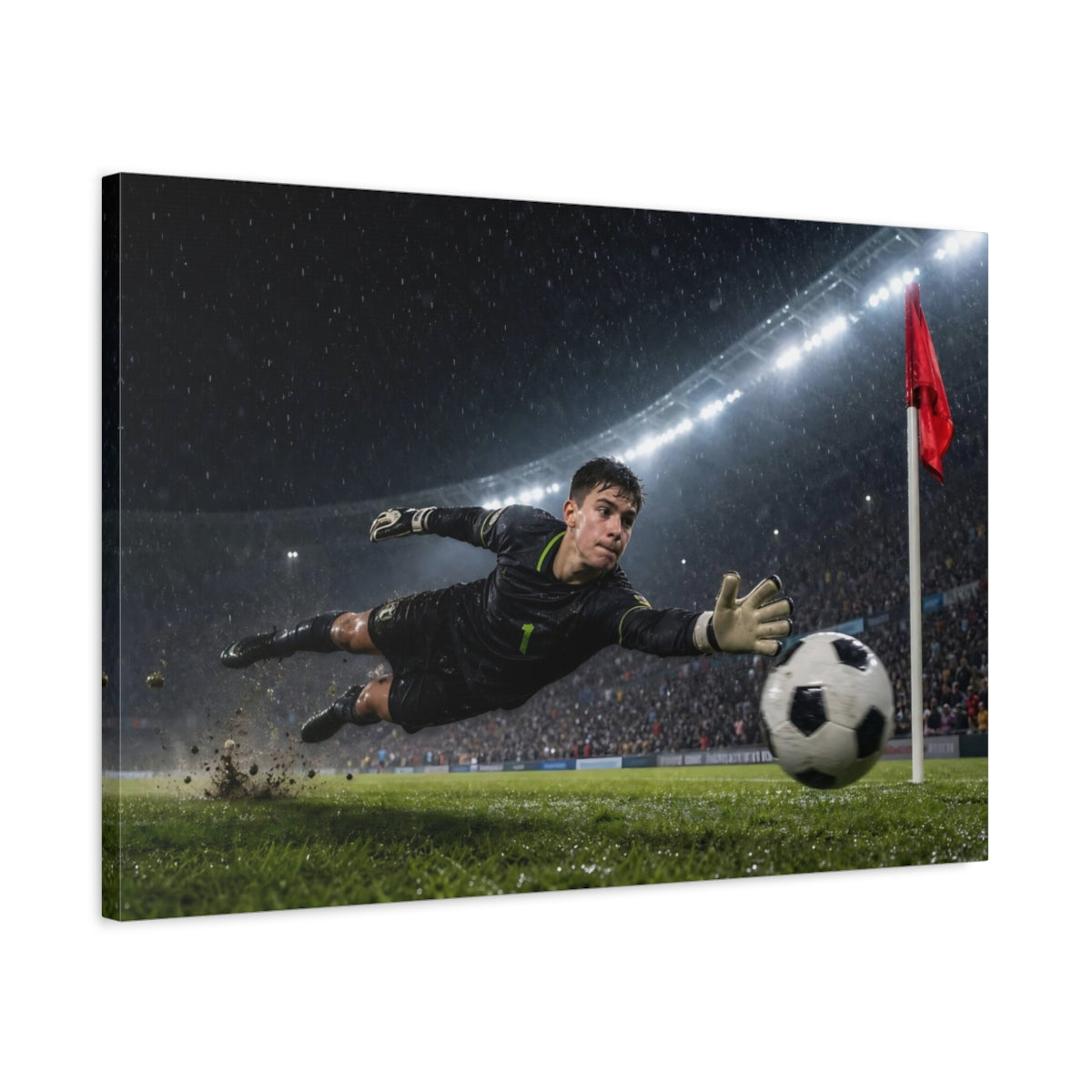 Side Mockup 2. Diving Save In Rain shown as canvas print