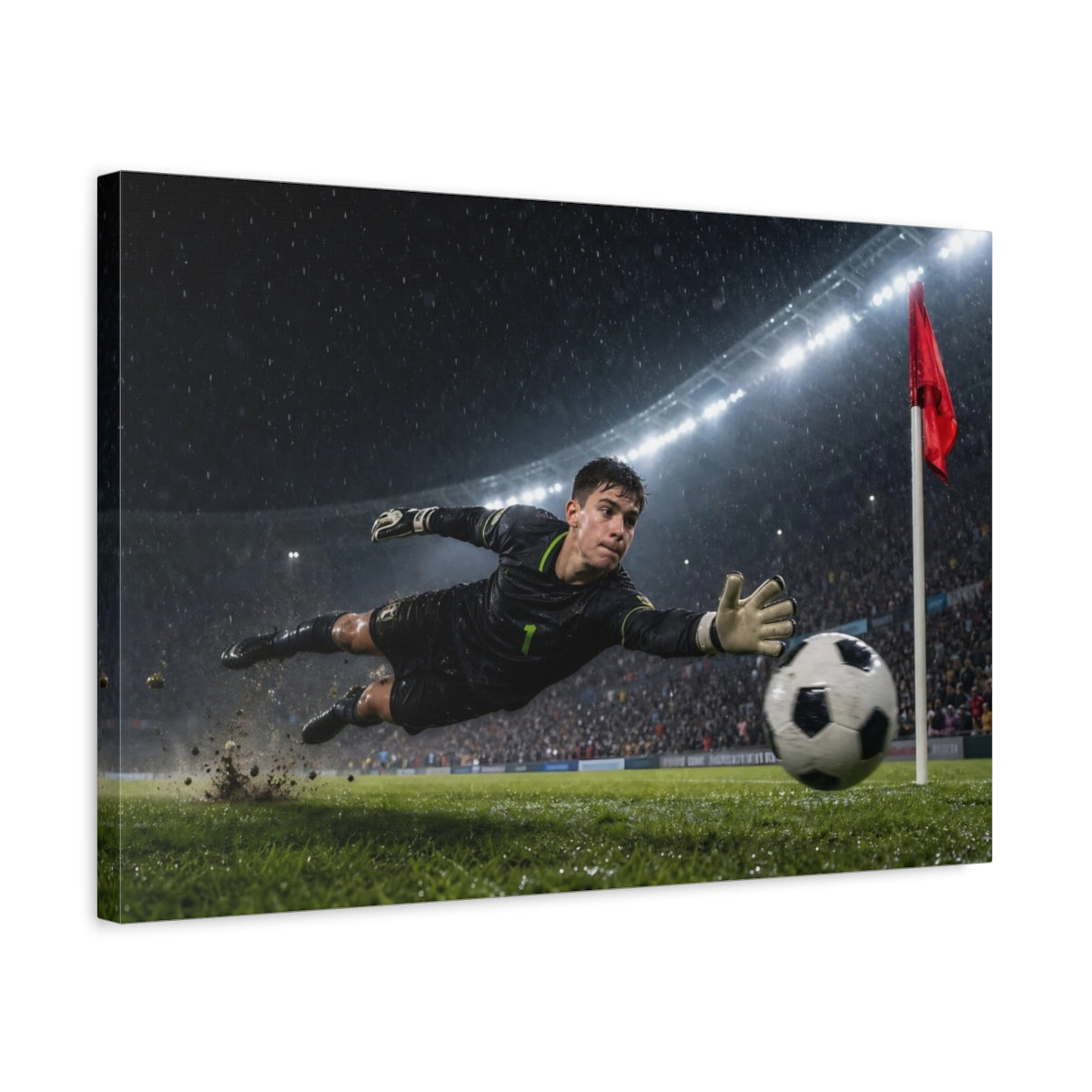 Side Mockup 3. Diving Save In Rain shown as canvas print