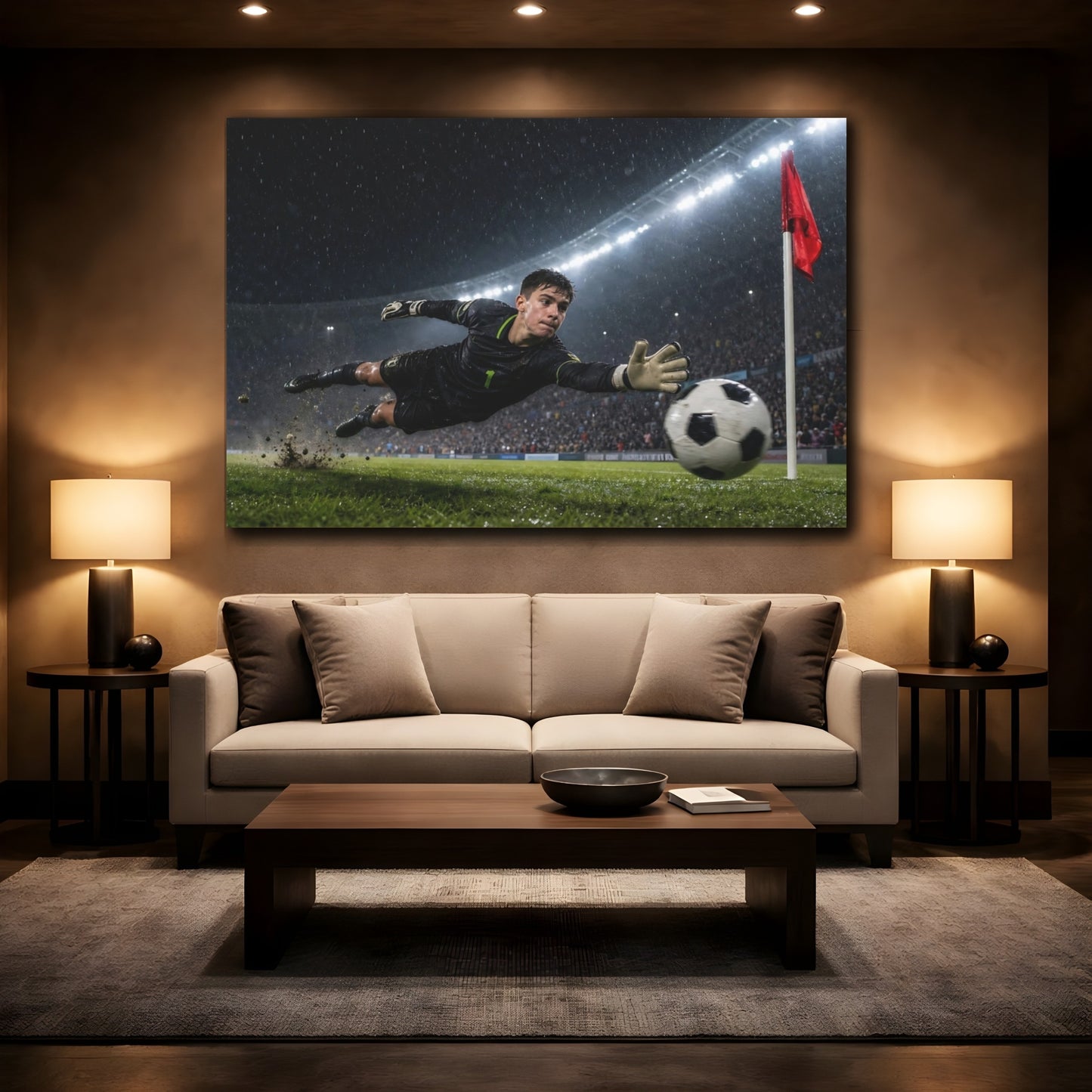 Mockup 2. Diving Save In Rain shown as canvas print