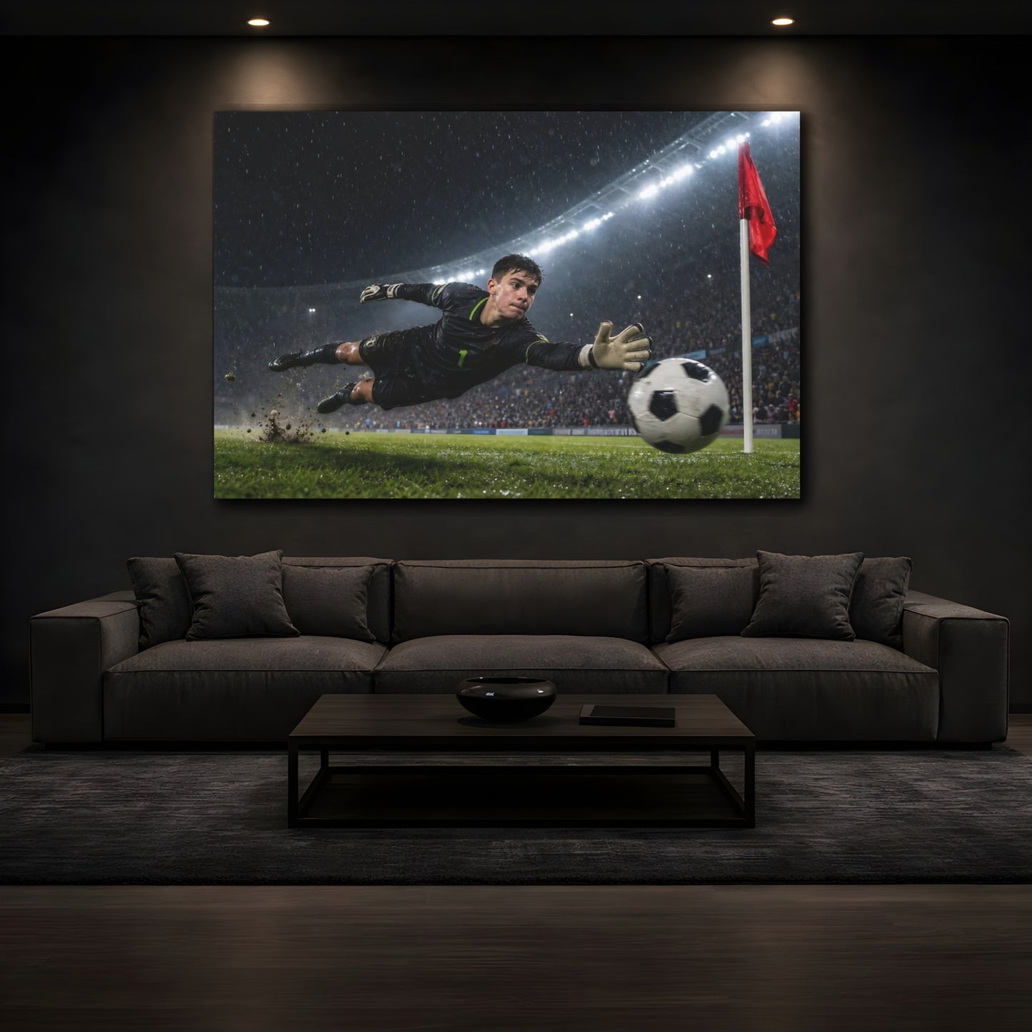 Mockup 3. Diving Save In Rain shown as canvas print