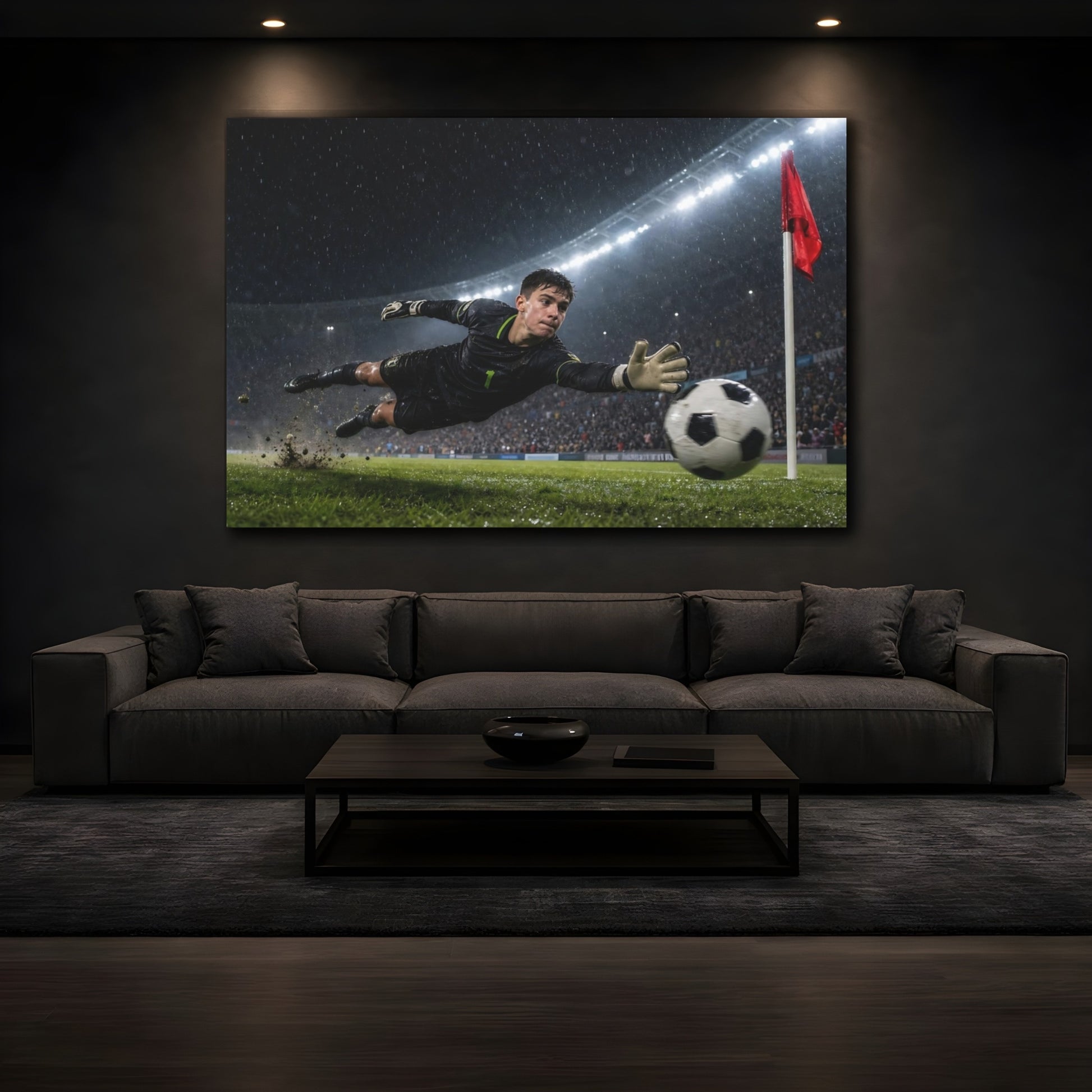 Mockup 3. Diving Save In Rain shown as canvas print