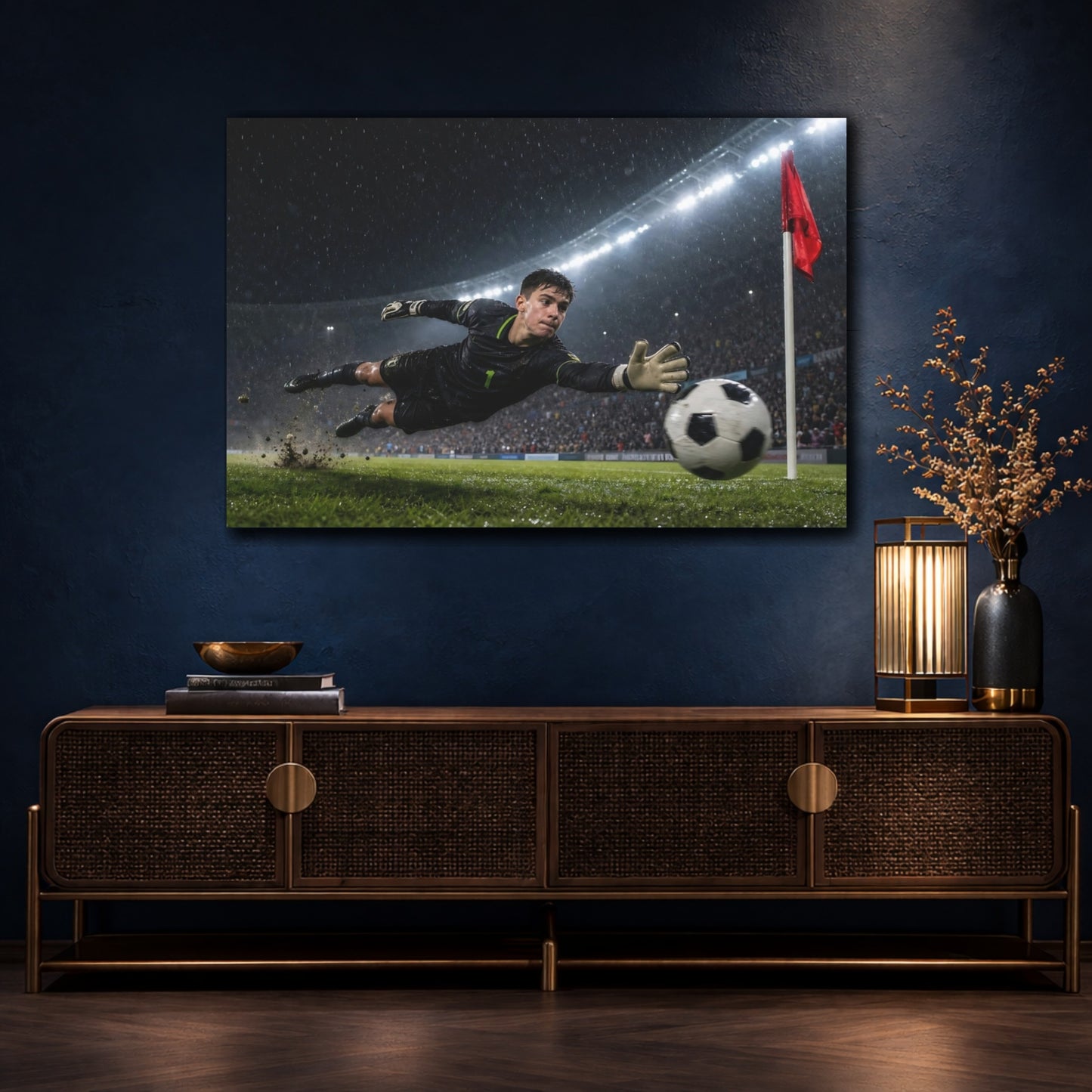 Mockup 4. Diving Save In Rain shown as canvas print