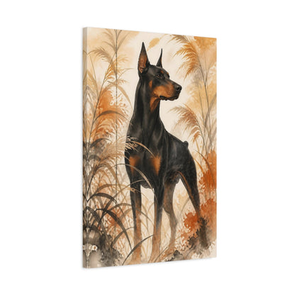 Side Mockup 2. Doberman Pet Portrait shown as canvas print