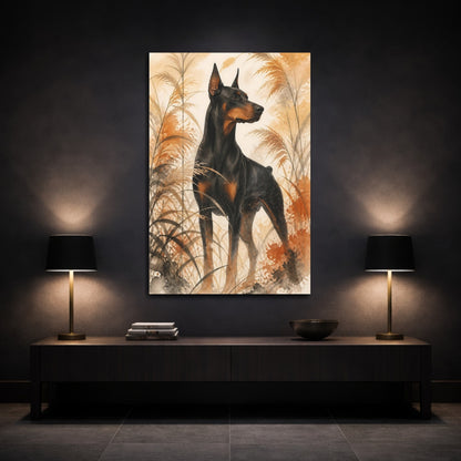 Mockup 3. Doberman Pet Portrait shown as canvas print