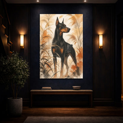 Mockup 4. Doberman Pet Portrait shown as canvas print