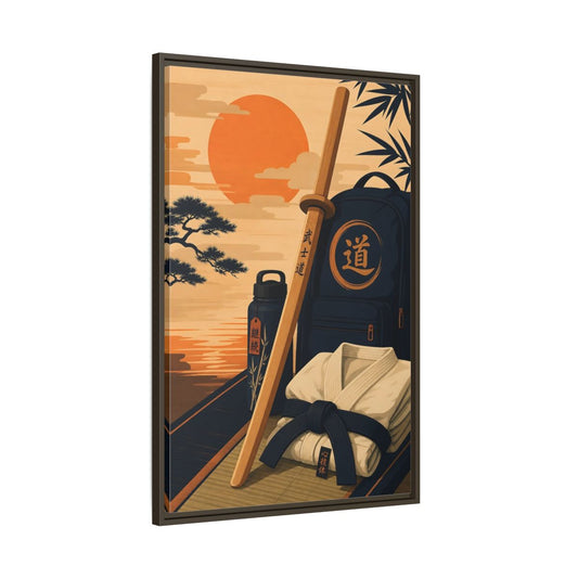 Main Mockup. Dojo Essentials At Sunset shown as framed canvas print