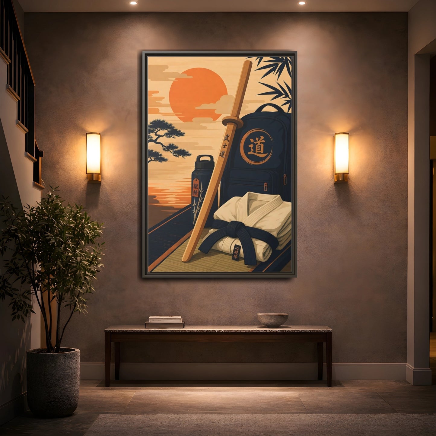 Mockup 2. Dojo Essentials At Sunset shown as framed canvas print