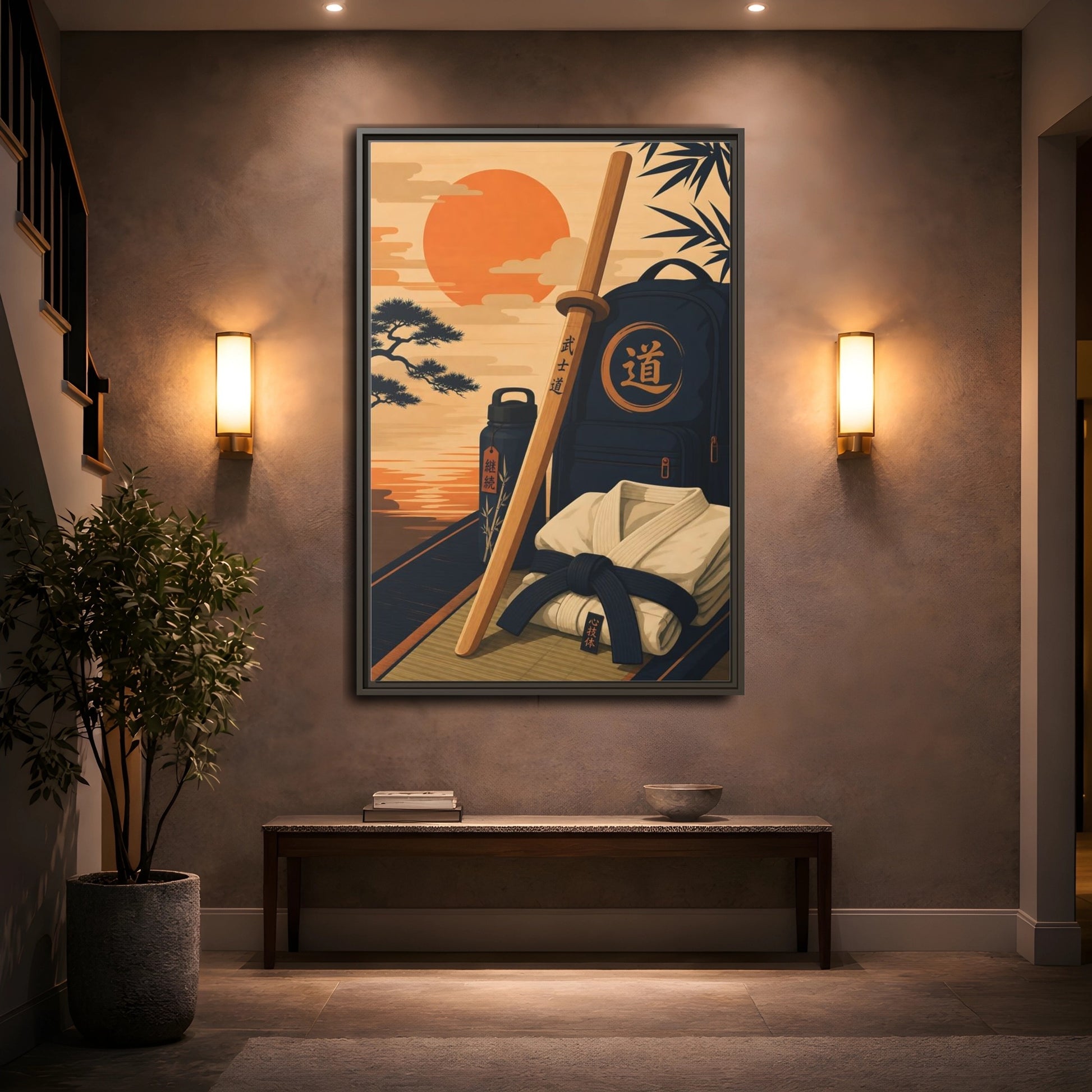 Mockup 2. Dojo Essentials At Sunset shown as framed canvas print