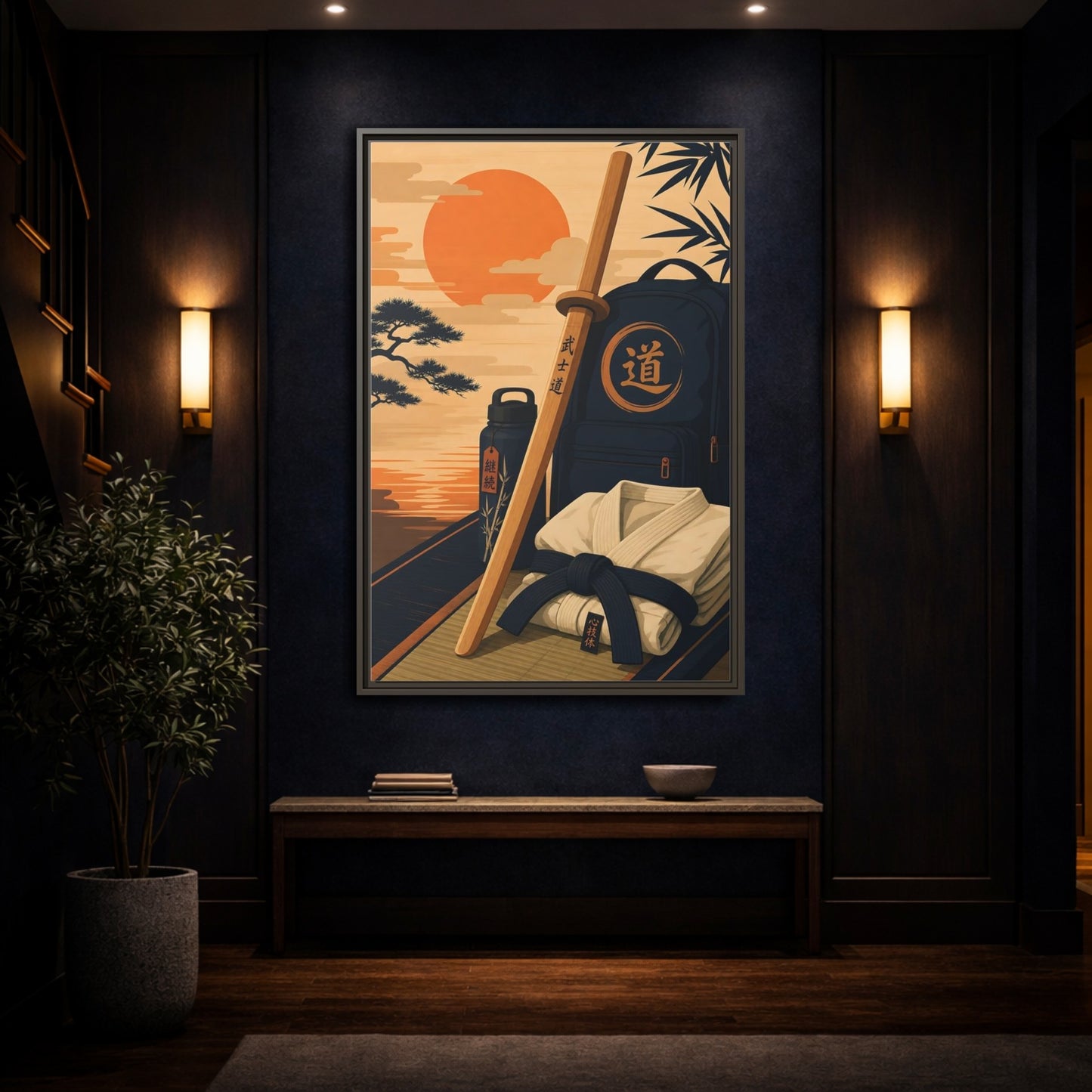 Mockup 4. Dojo Essentials At Sunset shown as framed canvas print