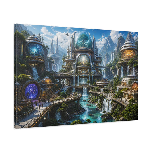 Main Mockup. Domed Waterfall City shown as canvas print