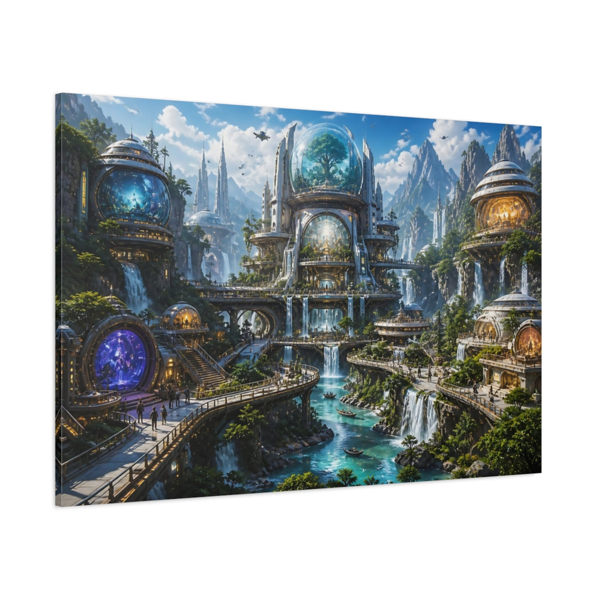 Side Mockup 1. Domed Waterfall City shown as canvas print