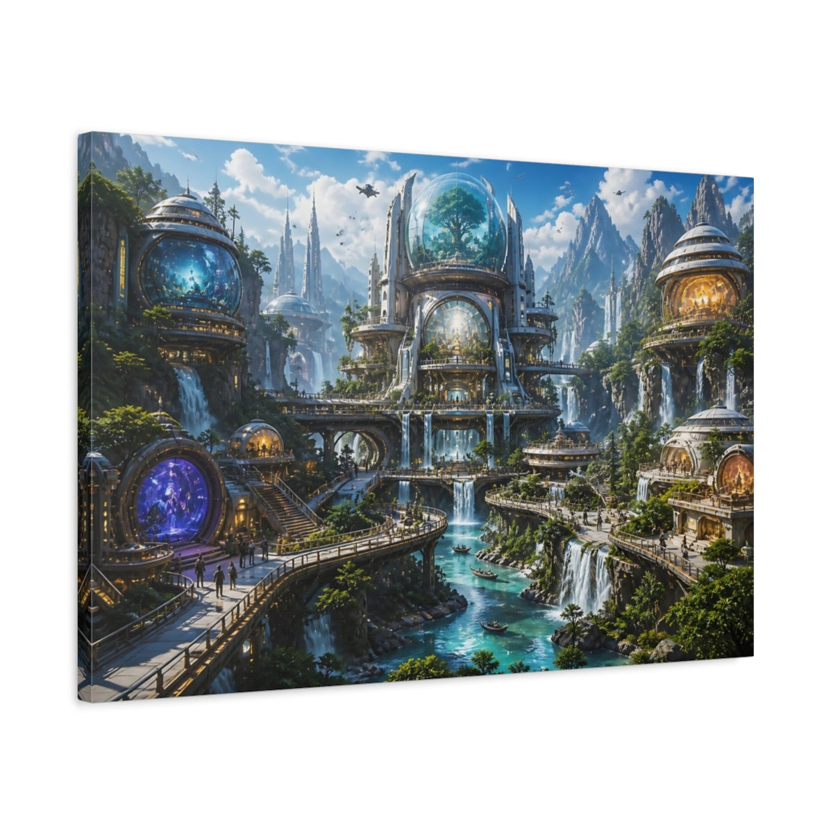 Side Mockup 2. Domed Waterfall City shown as canvas print