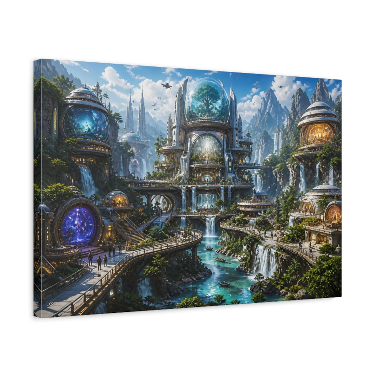 Side Mockup 3. Domed Waterfall City shown as canvas print