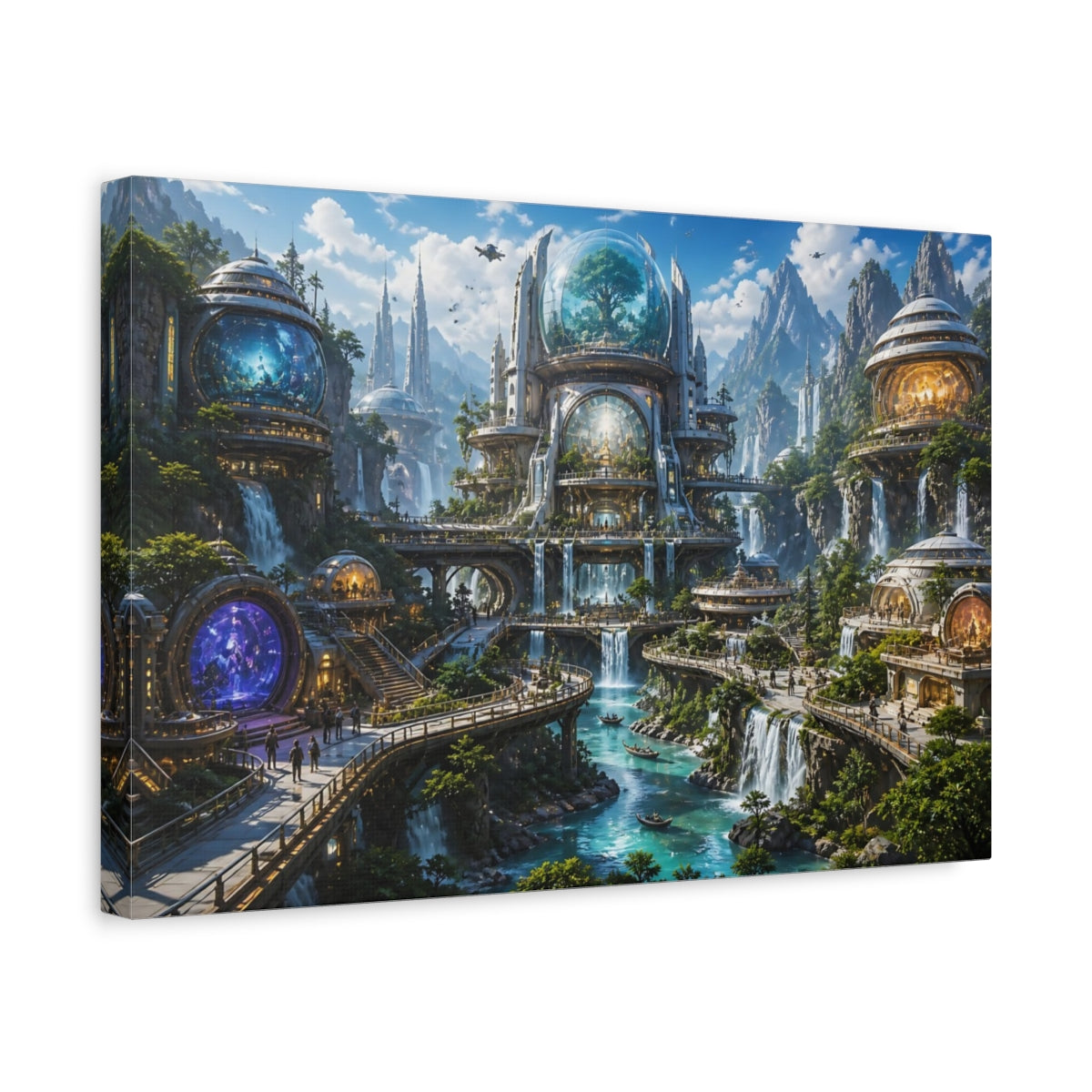 Side Mockup 4. Domed Waterfall City shown as canvas print