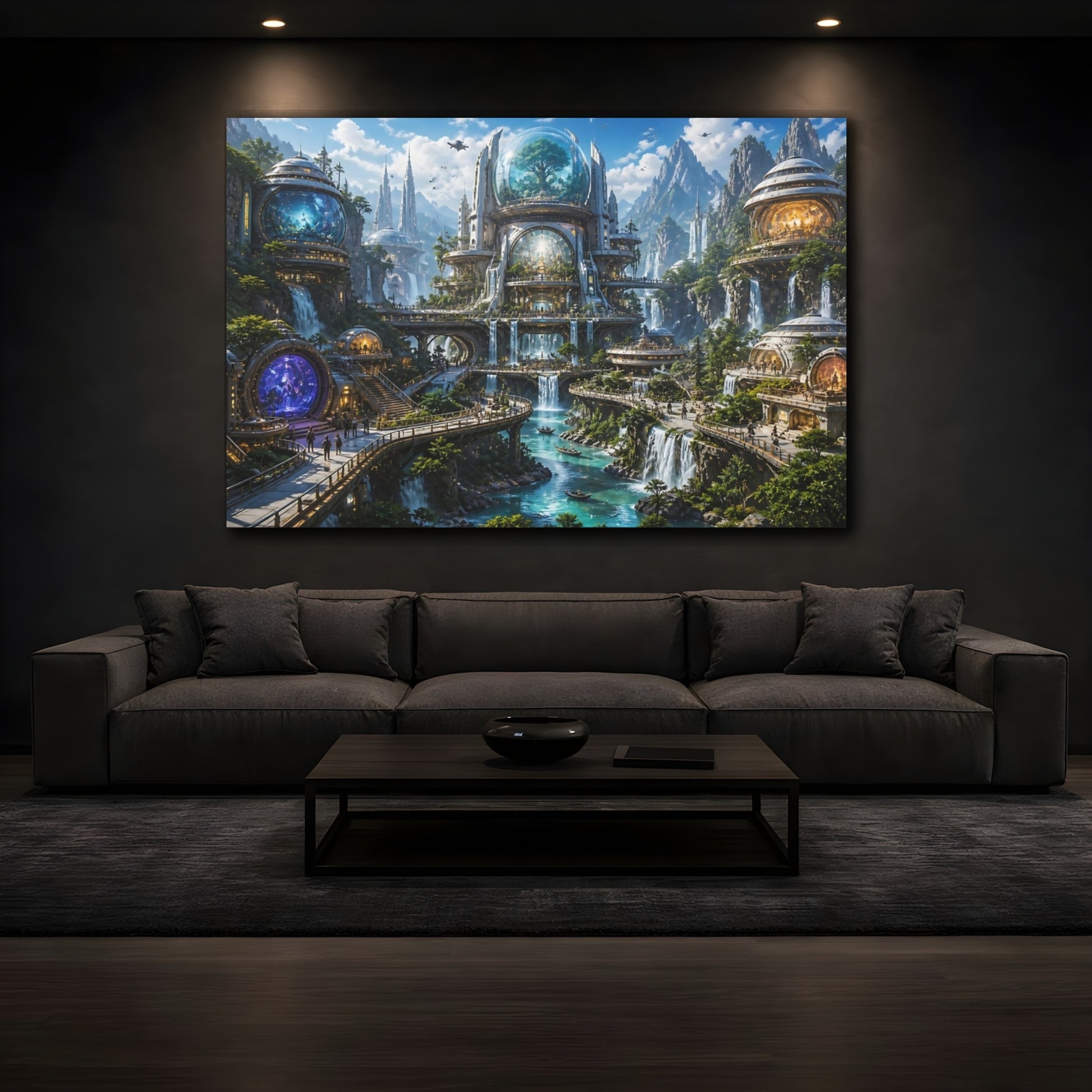 Mockup 3. Domed Waterfall City shown as canvas print