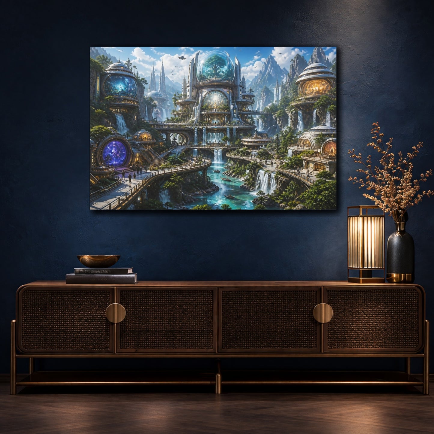 Mockup 4. Domed Waterfall City shown as canvas print