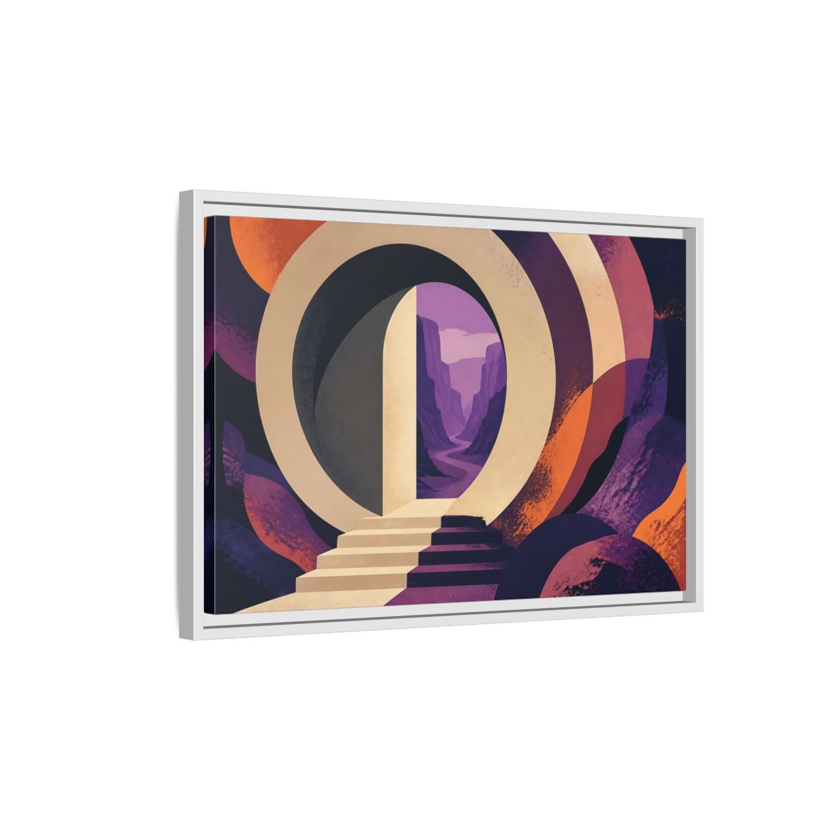 Side Mockup 1. Doorway To Violet Canyon shown as framed canvas print