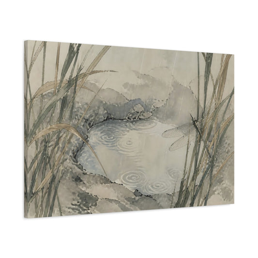 Main Mockup. Dragonfly At Stone Pool shown as canvas print