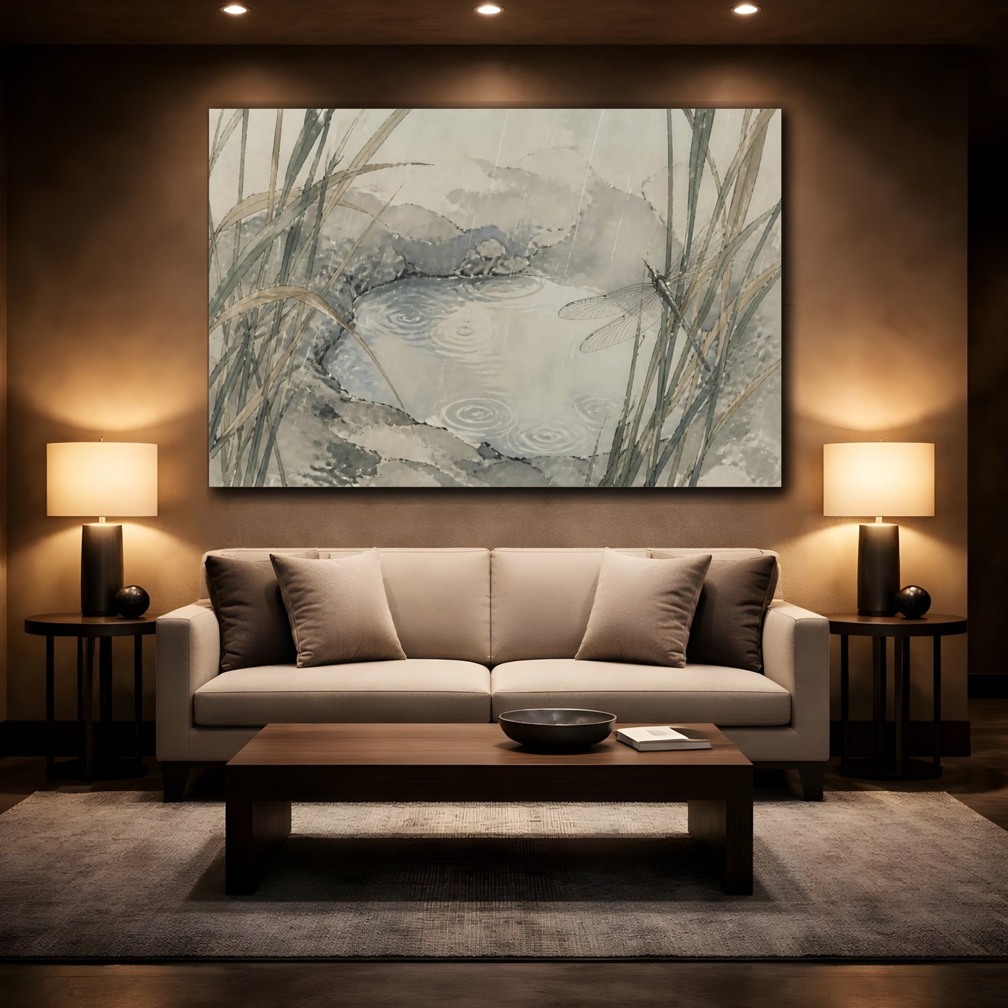 Mockup 2. Dragonfly At Stone Pool shown as canvas print