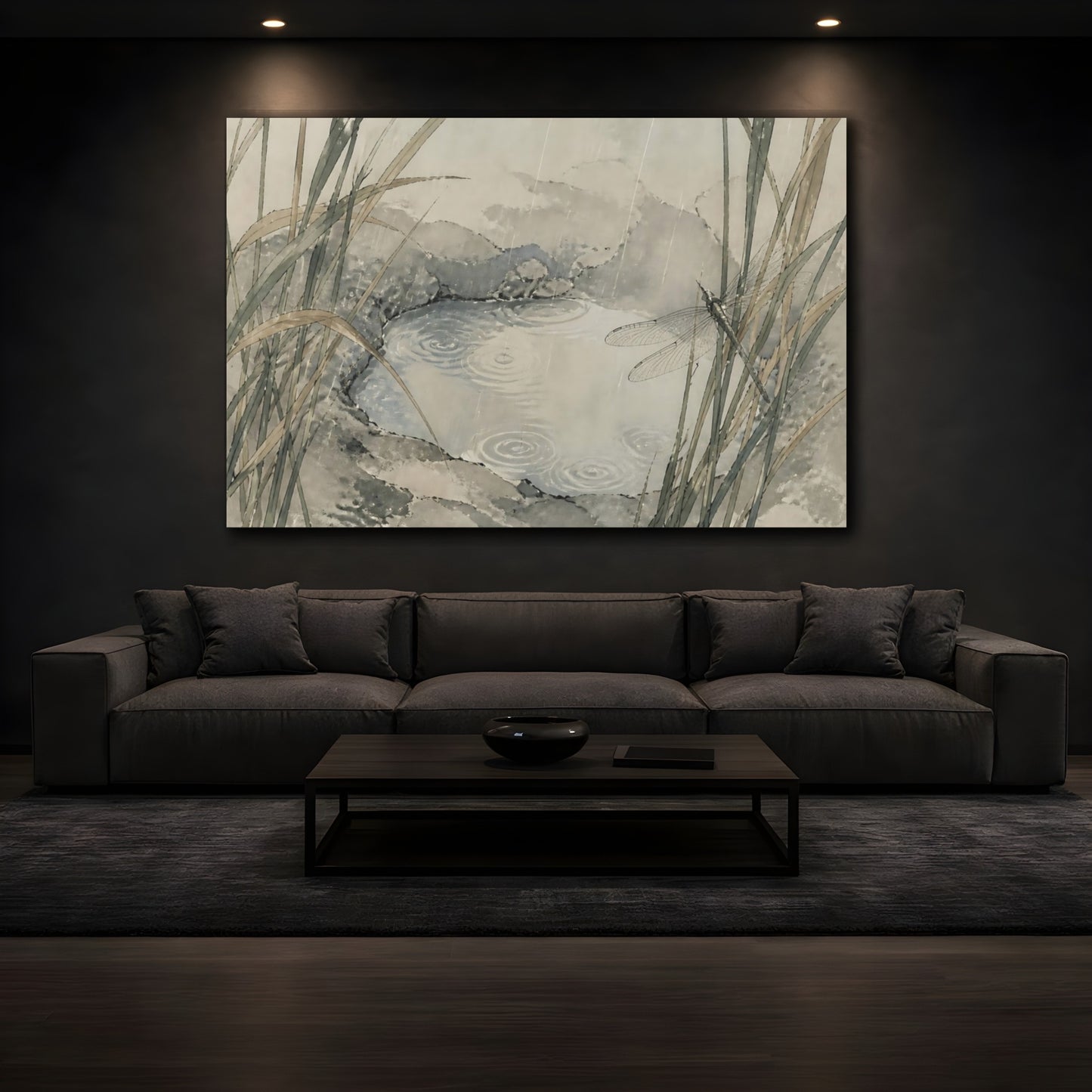 Mockup 3. Dragonfly At Stone Pool shown as canvas print