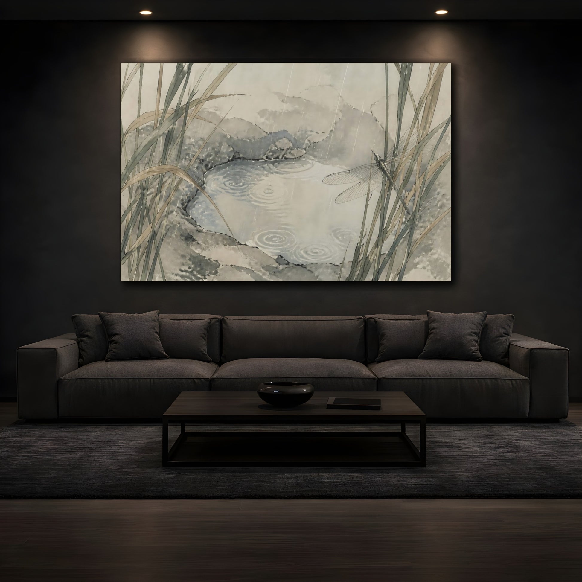 Mockup 3. Dragonfly At Stone Pool shown as canvas print
