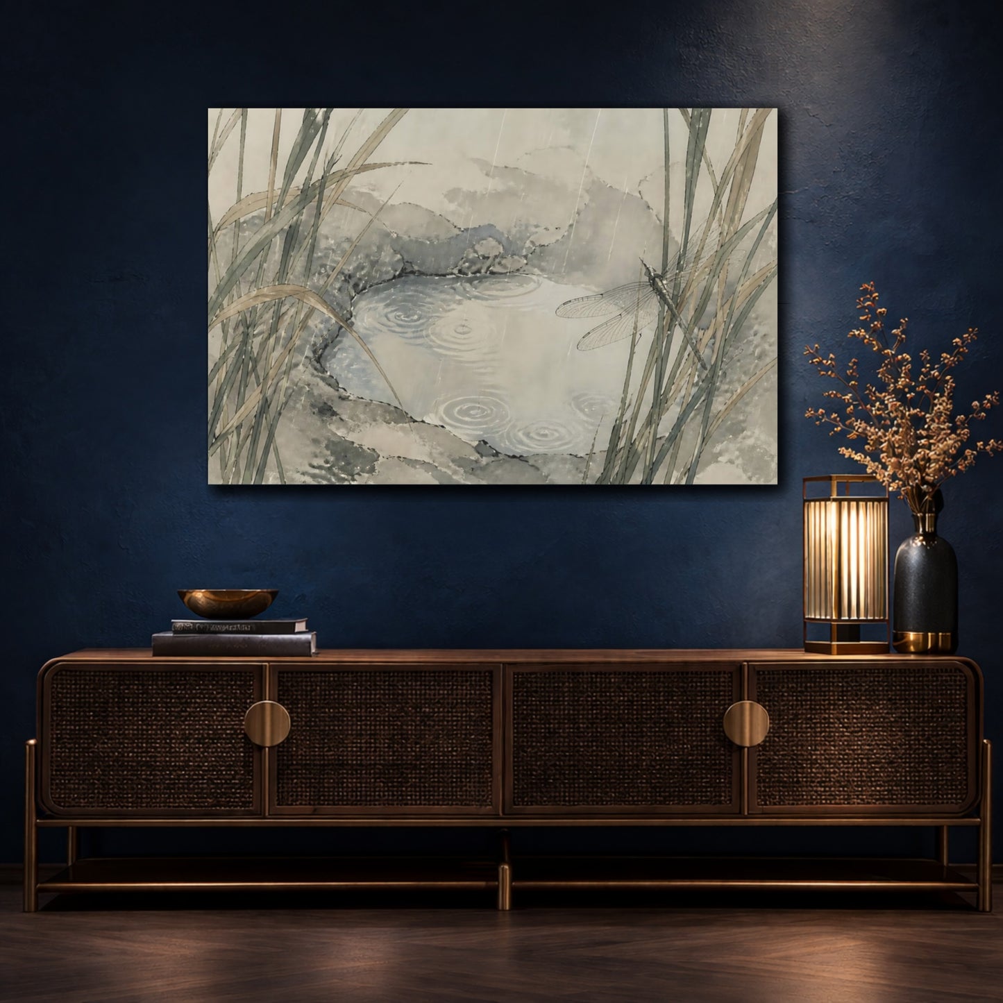 Mockup 4. Dragonfly At Stone Pool shown as canvas print