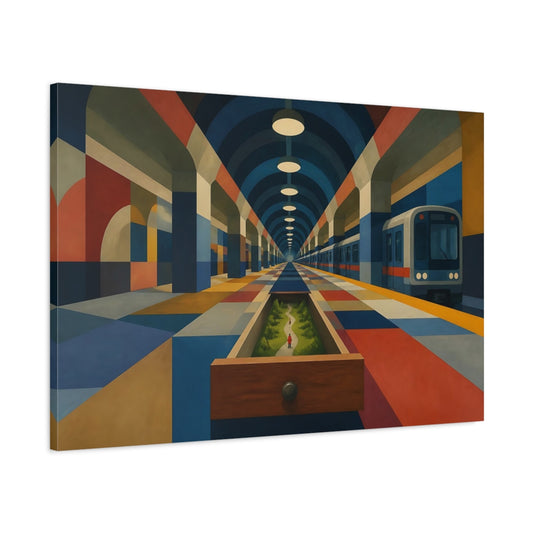 Main Mockup. Drawer To The Underground shown as canvas print