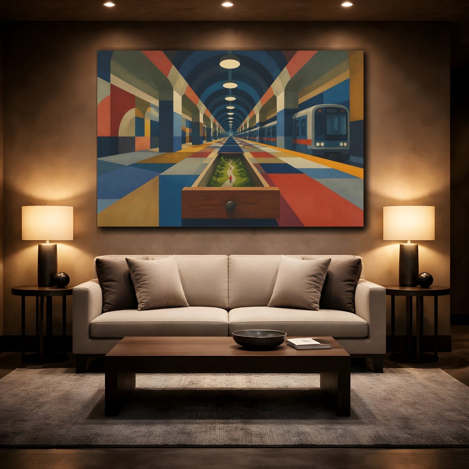 Mockup 2. Drawer To The Underground shown as canvas print
