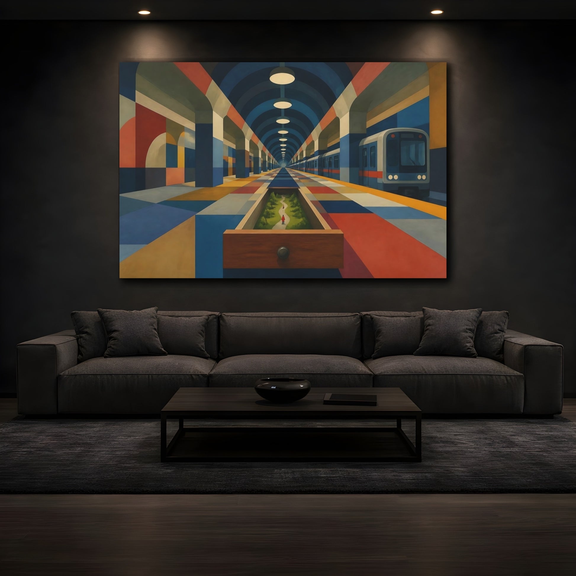 Mockup 3. Drawer To The Underground shown as canvas print
