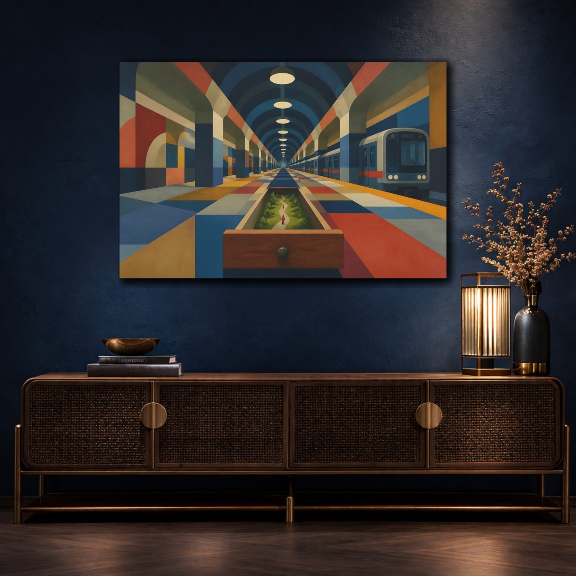 Mockup 4. Drawer To The Underground shown as canvas print