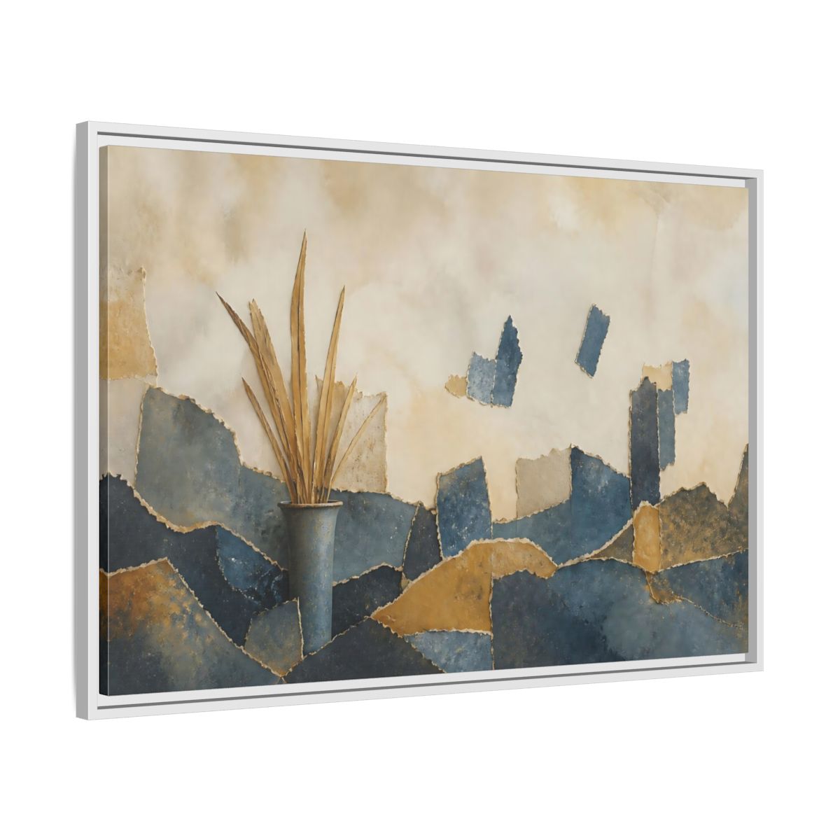 Side Mockup 9. Dried Leaves In Vase shown as framed canvas print