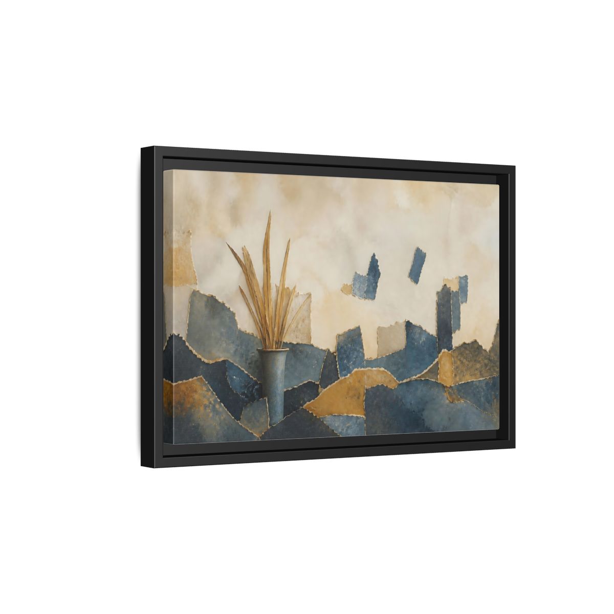 Side Mockup 6. Dried Leaves In Vase shown as framed canvas print