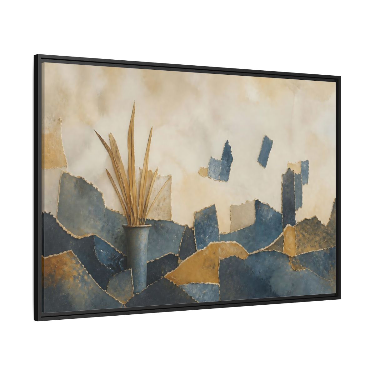 Side Mockup 12. Dried Leaves In Vase shown as framed canvas print