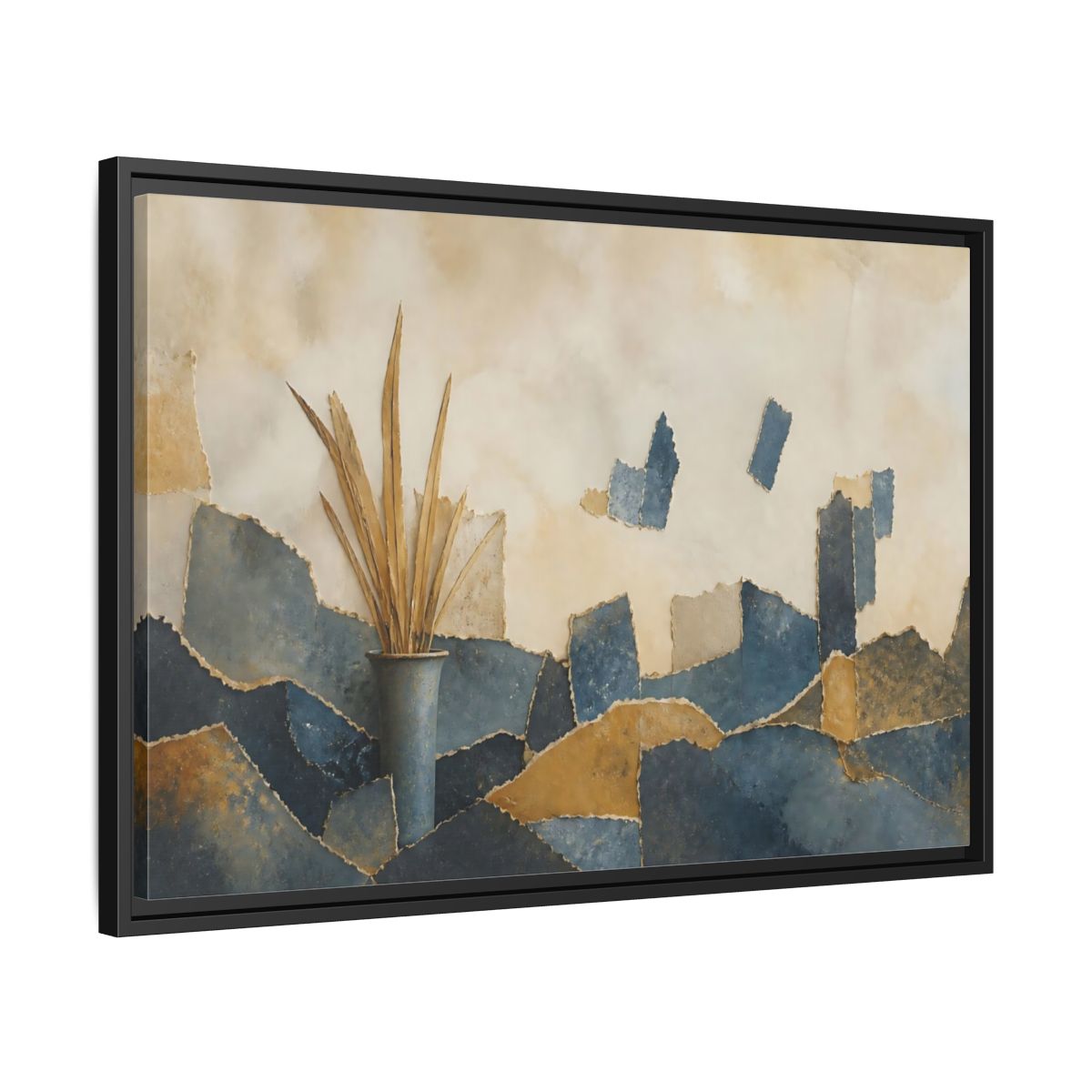 Side Mockup 14. Dried Leaves In Vase shown as framed canvas print