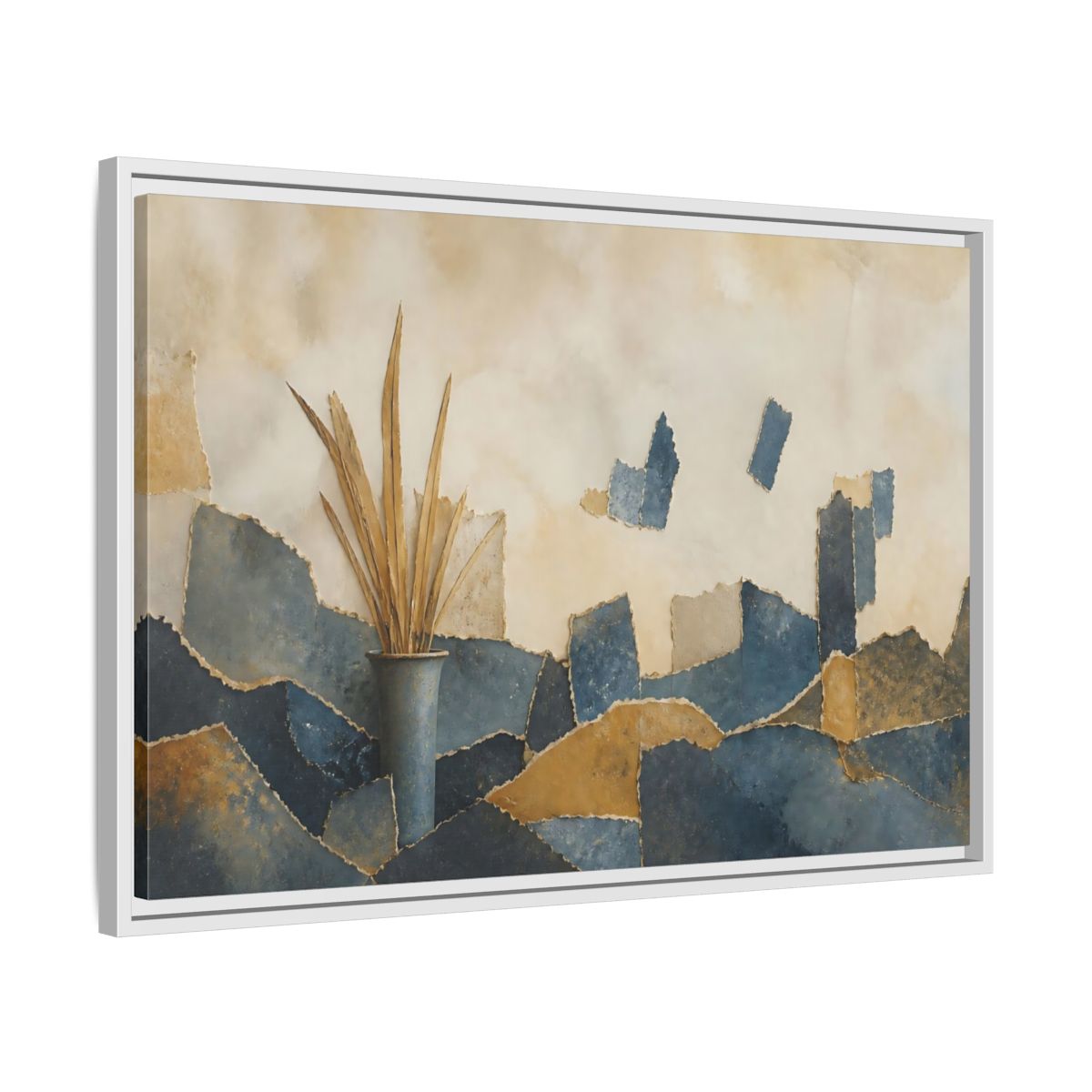 Side Mockup 10. Dried Leaves In Vase shown as framed canvas print