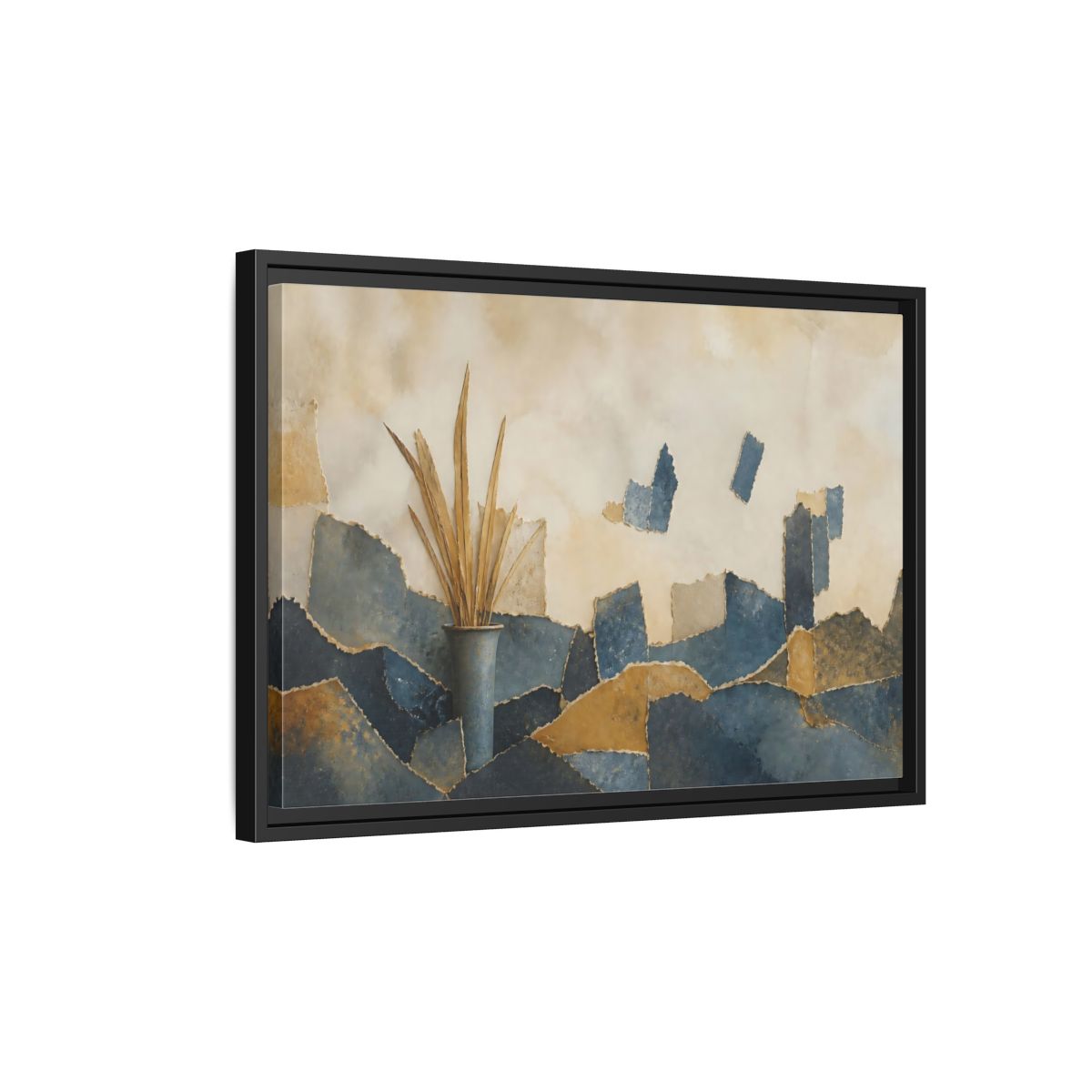 Side Mockup 3. Dried Leaves In Vase shown as framed canvas print