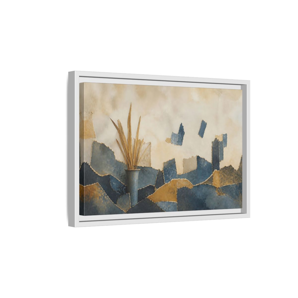 Side Mockup 4. Dried Leaves In Vase shown as framed canvas print