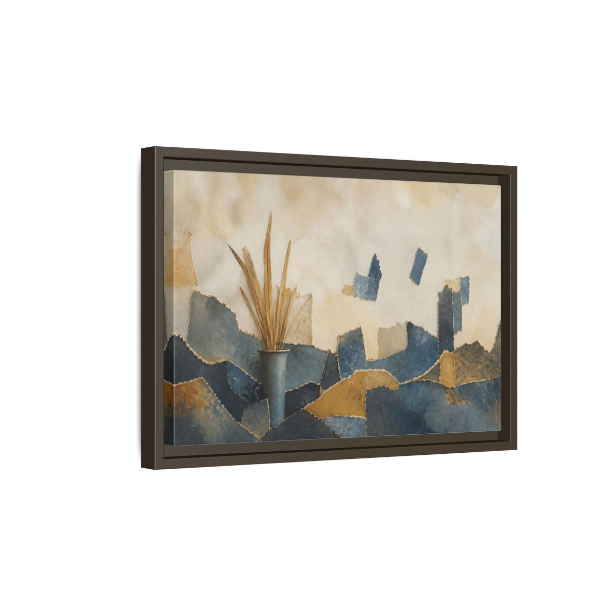 Side Mockup 5. Dried Leaves In Vase shown as framed canvas print