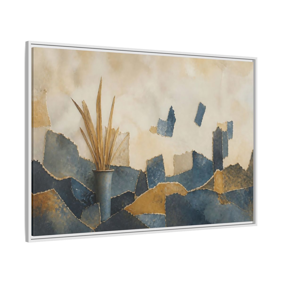 Side Mockup 7. Dried Leaves In Vase shown as framed canvas print