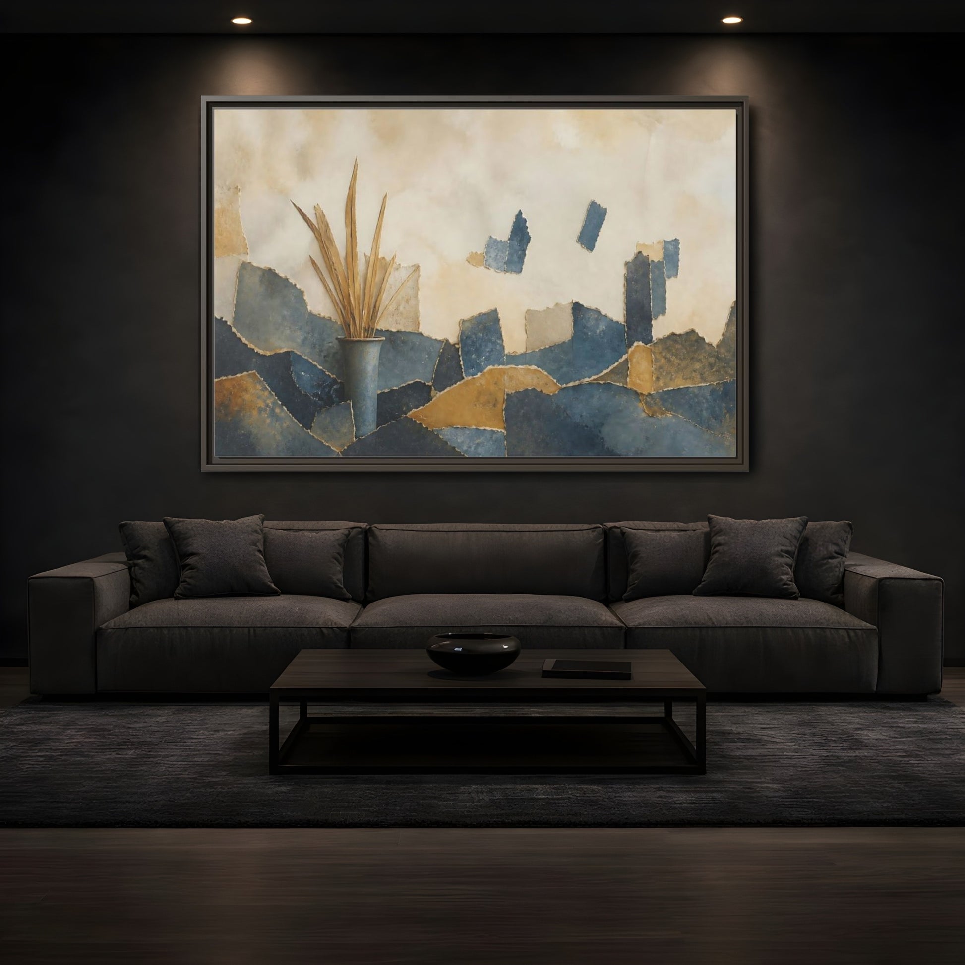 Mockup 3. Dried Leaves In Vase shown as framed canvas print